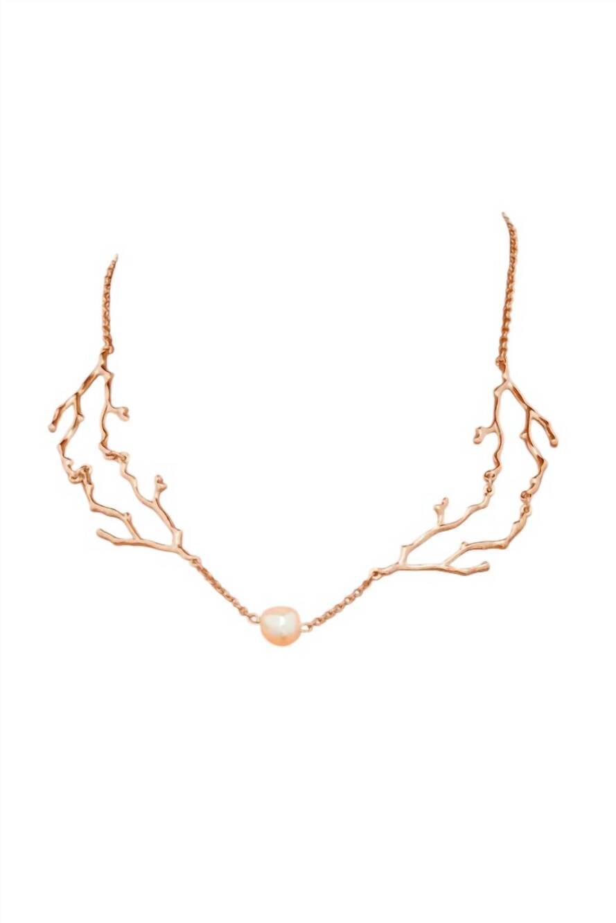 NEW SHEILA FAJL women's coral cascade necklace in shiny champagne gold